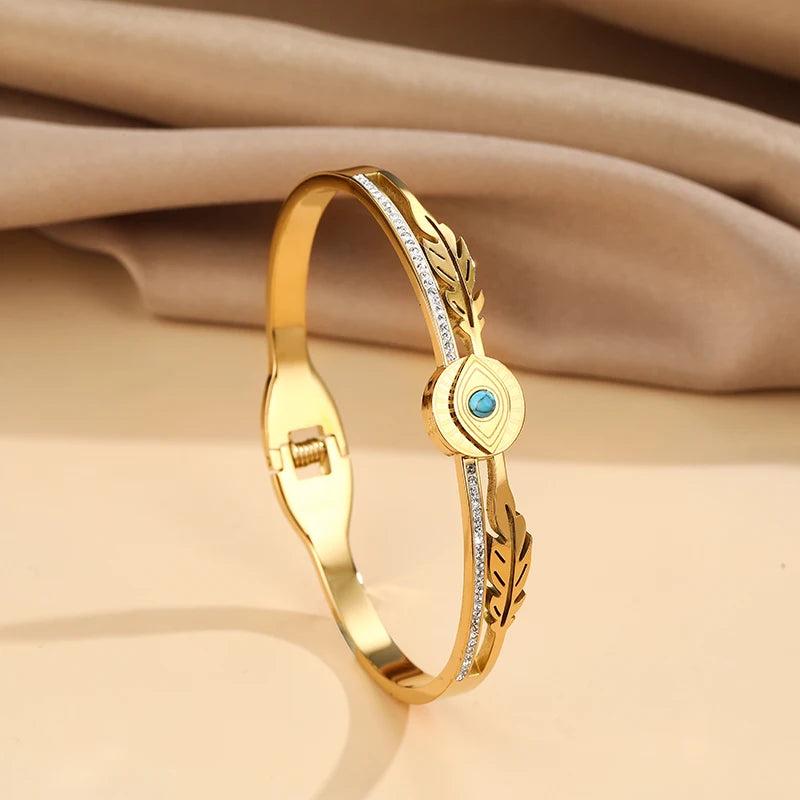 Waterproof Stainless Steel Devil Eye Charm Bangle