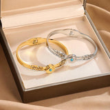 Waterproof Stainless Steel Devil Eye Charm Bangle