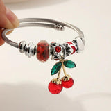 Pink Daisy Pendant Bracelet Stainless Steel Bangles for Women Men