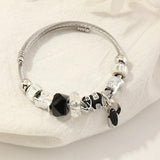 Pink Daisy Pendant Bracelet Stainless Steel Bangles for Women Men
