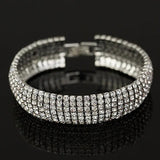 Crystal Wedding Bracelet Full Rhinestone Bride Love Charm