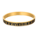 Roman Numeral Charm Cuff Bangles Stainless Steel Men's Jewelry
