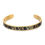 Roman Numeral Charm Cuff Bangles Stainless Steel Men's Jewelry