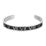 Roman Numeral Charm Cuff Bangles Stainless Steel Men's Jewelry