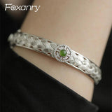 Green Zircons Engagement Bracelets Bride Jewelry Charm Women Vintage Punk