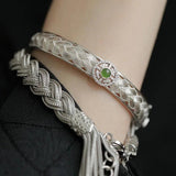 Green Zircons Engagement Bracelets Bride Jewelry Charm Women Vintage Punk