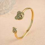 Zircon Bear Open Cuff Bangle Copper Plated Bracelet Charming Daily Wear Jewelry