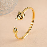 Zircon Bear Open Cuff Bangle Copper Plated Bracelet Charming Daily Wear Jewelry