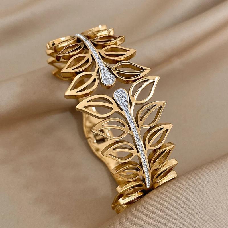 Vintage Inlaid Rhinestone Zircon Wide Bangles Bracelets for Women