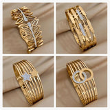 Vintage Inlaid Rhinestone Zircon Wide Bangles Bracelets for Women