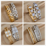 Vintage Inlaid Rhinestone Zircon Wide Bangles Bracelets for Women