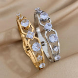 Vintage Inlaid Rhinestone Zircon Wide Bangles Bracelets for Women