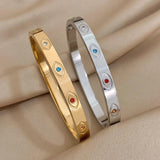 Vintage Inlaid Rhinestone Zircon Wide Bangles Bracelets for Women