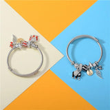 Stainless Steel Cuff Bracelet Elephant Charm Bangle