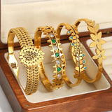 Stainless Steel Evil Eye Bracelet Italian Charm Bangle Cross Wristband Gift