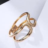 Punk Wide Wire Bracelet Hollow Charms Statement Cuff Bangle