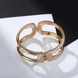 Punk Wide Wire Bracelet Hollow Charms Statement Cuff Bangle