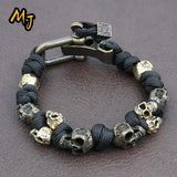 Vintage Gothic Skull Bracelet Men Punk HipHop Motorcycle Party