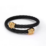 Vintage Braided Skeleton Cuff Bracelet Stainless Steel Charm Bangle Jewelry