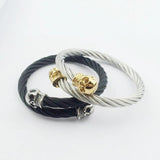 Vintage Braided Skeleton Cuff Bracelet Stainless Steel Charm Bangle Jewelry