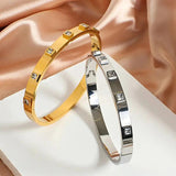 Square Zircon Stainless Steel Bangles Bracelets for Women