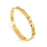 Square Zircon Stainless Steel Bangles Bracelets for Women