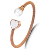 Heart Charm Bracelets Women Gift Cable Wire Stainless Steel Bangles