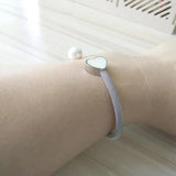Heart Charm Bracelets Women Gift Cable Wire Stainless Steel Bangles