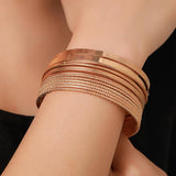 14Pcs Women Bracelets Bangle Sets Punk Bohemian Decorative Golden Cuff Metal