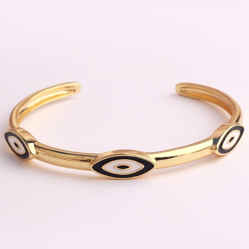 Boho Evil Eye 18K Plated Bangles Bracelets for Women Vintage Charm