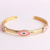 Boho Evil Eye 18K Plated Bangles Bracelets for Women Vintage Charm