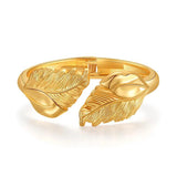 Feather Jewelry Arm Bracelet Bangle Boho Metal Charm Leaf Shaped Bangle