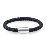 Men's Leather Bangle Bracelet Stainless Steel Charm Jewelry