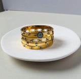 Vintage Evil Eye Stainless Steel Bangle Bracelet with Zircon