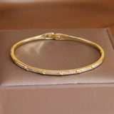 Classic Zirconia Cross Charm Bracelet 14K Plated Knot Bangle