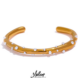 Pearls Stainless Steel Cuff Bangle for Women