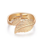 Leaf Charm Open Bracelet for Women Cuff Bangles