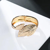 Leaf Charm Open Bracelet for Women Cuff Bangles