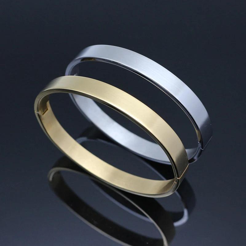 Men Stainless Steel Round Bangle & Bracelet Matte Charm Jewelry