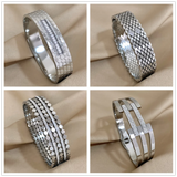 Stainless Steel Zircon Cuff Bracelet for Women