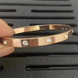 Rose Stainless Steel CZ Cuff Bracelet for Women