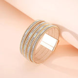 Boho Leather Crystal Wrap Charm Bracelet for Women