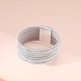Boho Leather Crystal Wrap Charm Bracelet for Women
