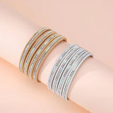 Boho Leather Crystal Wrap Charm Bracelet for Women