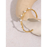 Pearls Stainless Steel Cuff Bracelet Bangle Charm Jewelry Gift