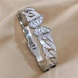Butterfly Stainless Steel Bangle Bracelet Rhinestone Golden Chain Bracelets