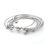 Adjustable Bangle Bracelets Blank Silver Charm Wire Base Bead Man Woman Jewelry