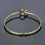 Adjustable Bangle Bracelets Blank Silver Charm Wire Base Bead Man Woman Jewelry