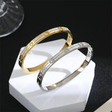 316L Stainless Steel Zircon Charm Bangle Bracelet For Women