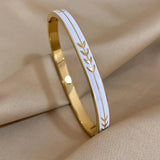 Enamel Arrow Texture Stainless Steel Bracelet 18K Plated